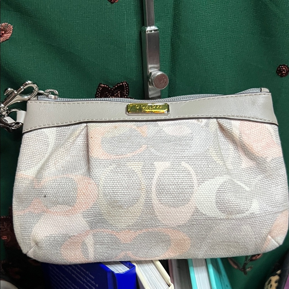 Coach Gray and Cream Wristlet